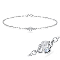 Scallop Shell Moonstone Silver Bracelet BRS-550