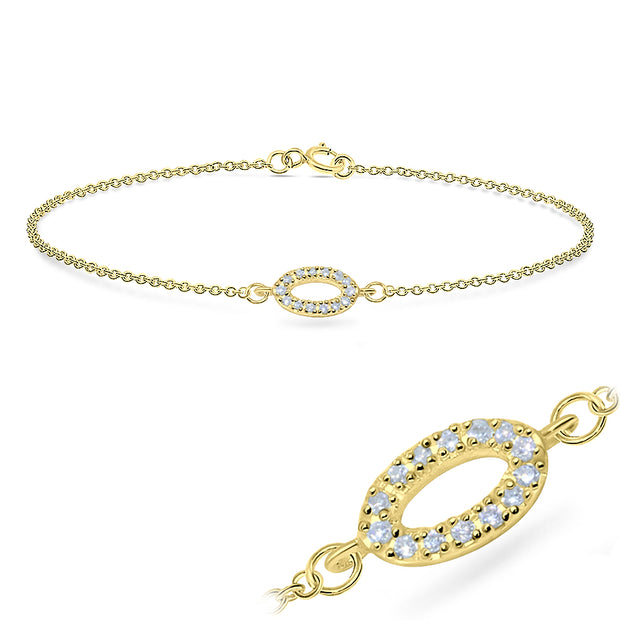 CZ Pavé Oval Silver Bracelet BRS-556