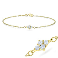 Four-Stone CZ Cluster Silver Bracelet BRS-572