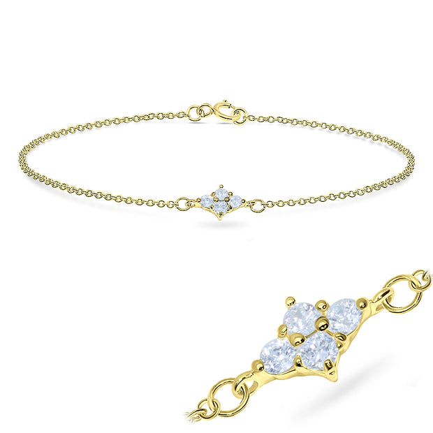 Four-Stone CZ Cluster Silver Bracelet BRS-572