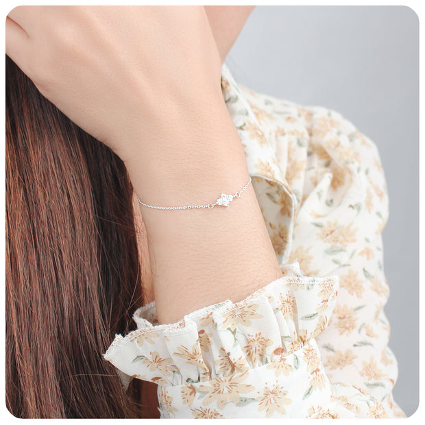 Four-Stone CZ Cluster Silver Bracelet BRS-572