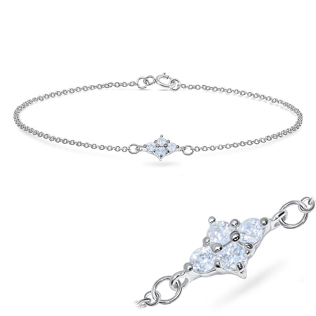 Four-Stone CZ Cluster Silver Bracelet BRS-572
