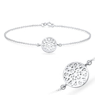 Mandala Filigree Disc Silver Bracelet BRS-616