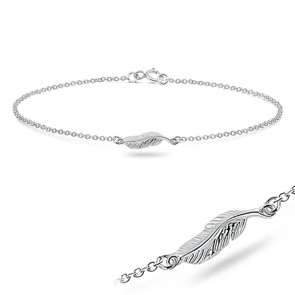 Sculpted Feather Silver Bracelet BRS-64
