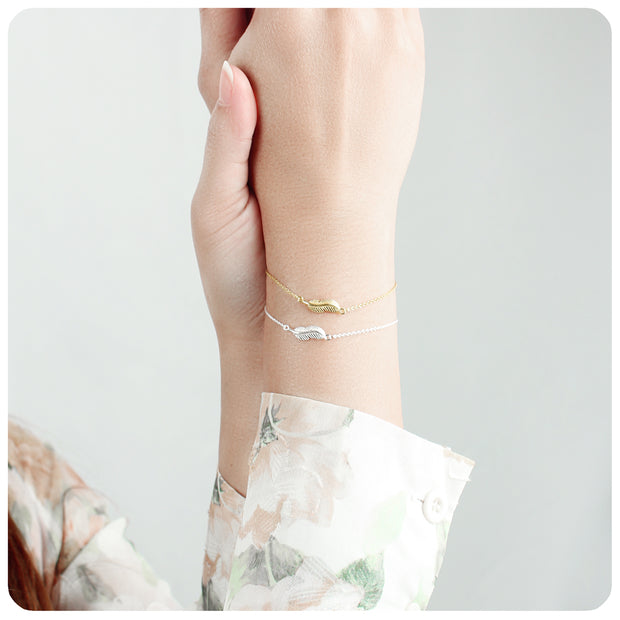 Sculpted Feather Silver Bracelet BRS-64