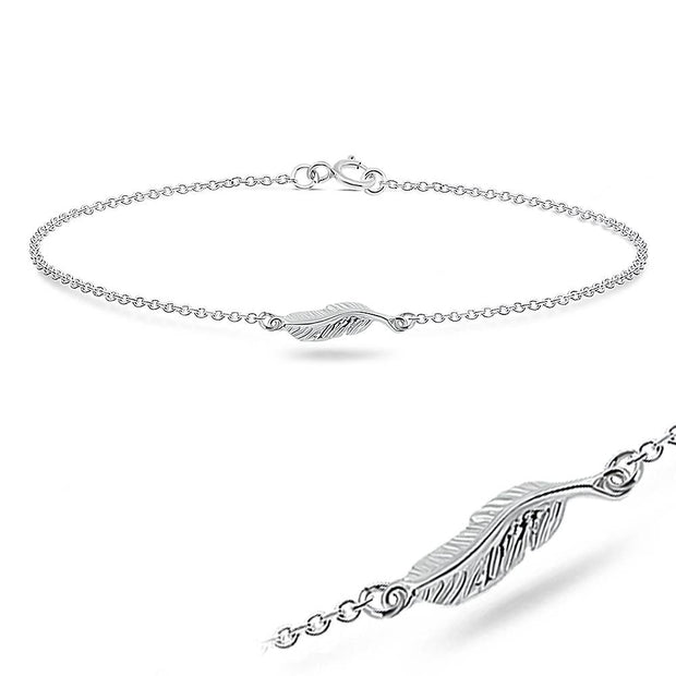 Sculpted Feather Silver Bracelet BRS-64