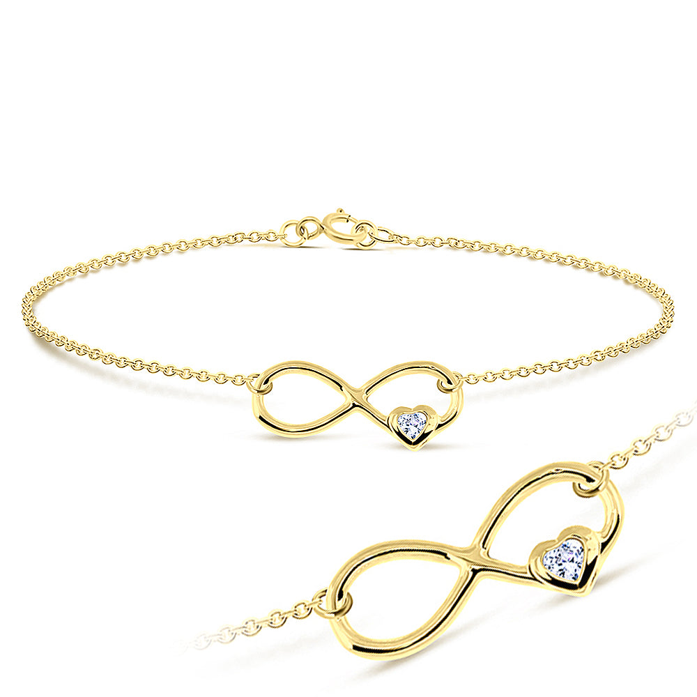 Infinity Heart CZ Silver Bracelet BRS-65