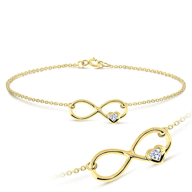 Infinity Heart CZ Silver Bracelet BRS-65