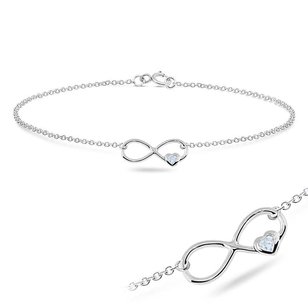Infinity Heart CZ Silver Bracelet BRS-65