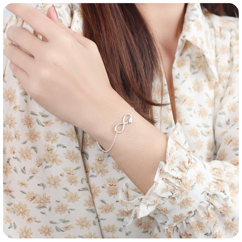 Infinity Heart CZ Silver Bracelet BRS-65