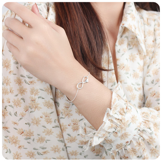 Infinity Heart CZ Silver Bracelet BRS-65