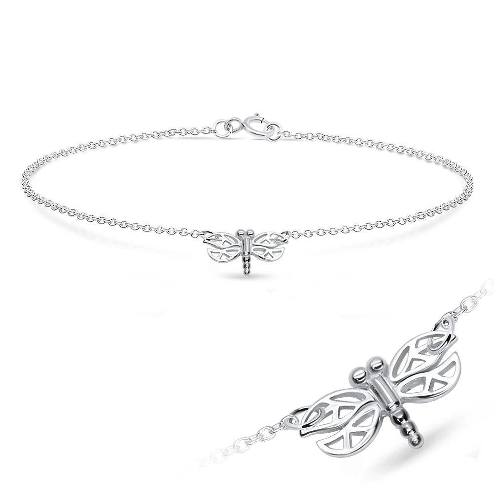 Celtic Knot Dragonfly Silver Bracelet BRS-697