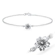 Cherry Blossom Flower Silver Bracelet BRS-726