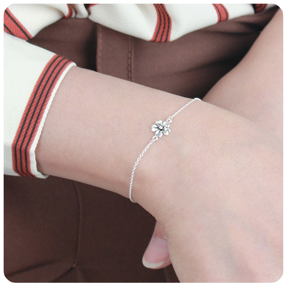 Cherry Blossom Flower Silver Bracelet BRS-726