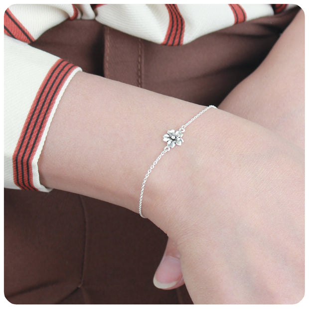 Cherry Blossom Flower Silver Bracelet BRS-726
