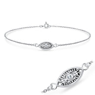 Evil Eye Filigree CZ Silver Bracelet BRS-739