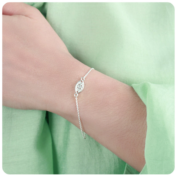 Evil Eye Filigree CZ Silver Bracelet BRS-739