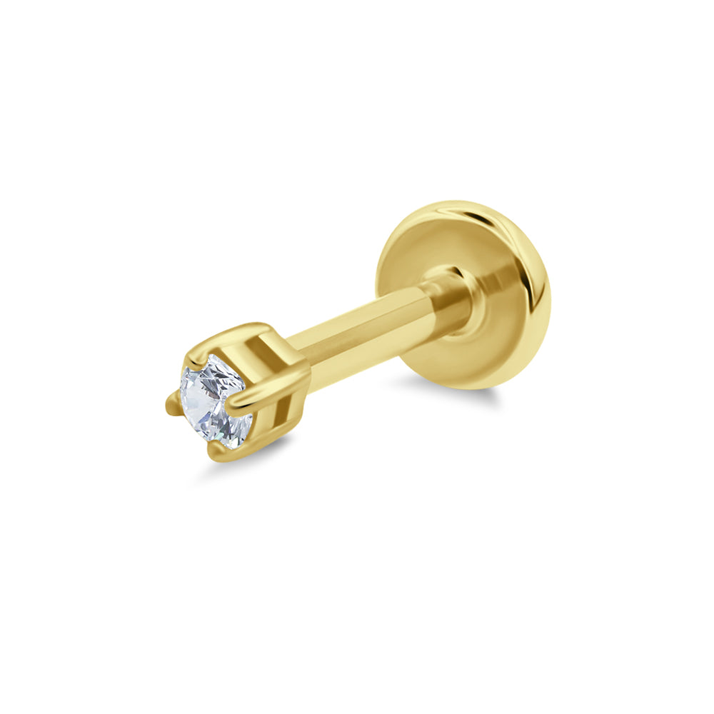 Four Prongs Lab Diamond Flat Back Piercing EFB-4095