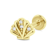 Shell Flat Back Piercing with Crystals EBB-3693
