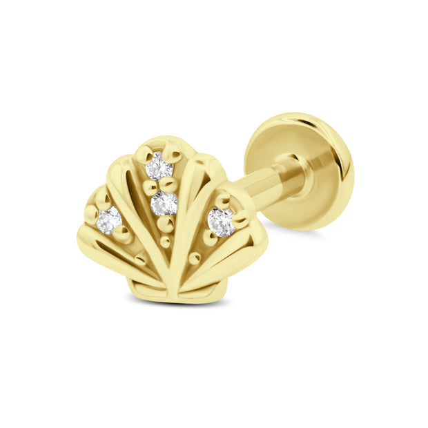 Shell Flat Back Piercing with Crystals EBB-3693
