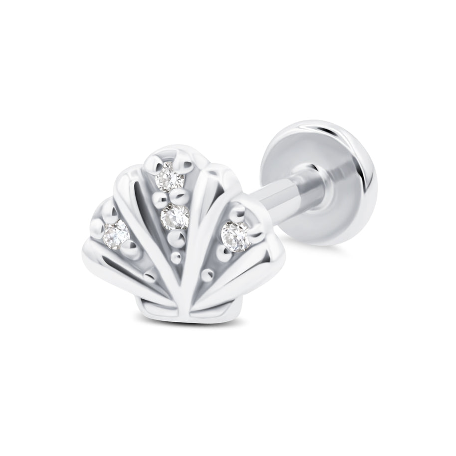 Shell Flat Back Piercing with Crystals EBB-3693