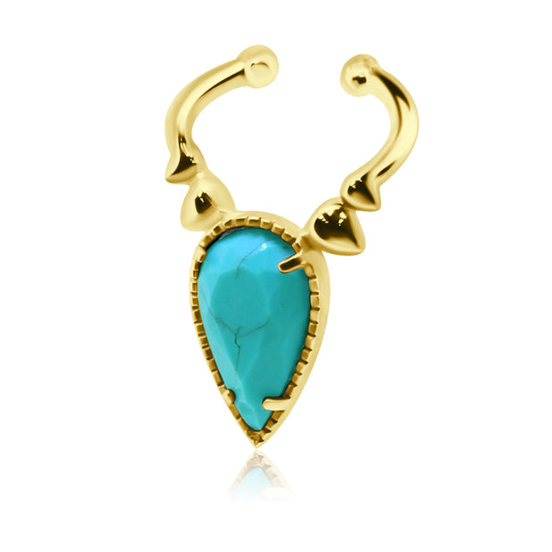 Turquoise Teardrop Ear Cuff EC-1129