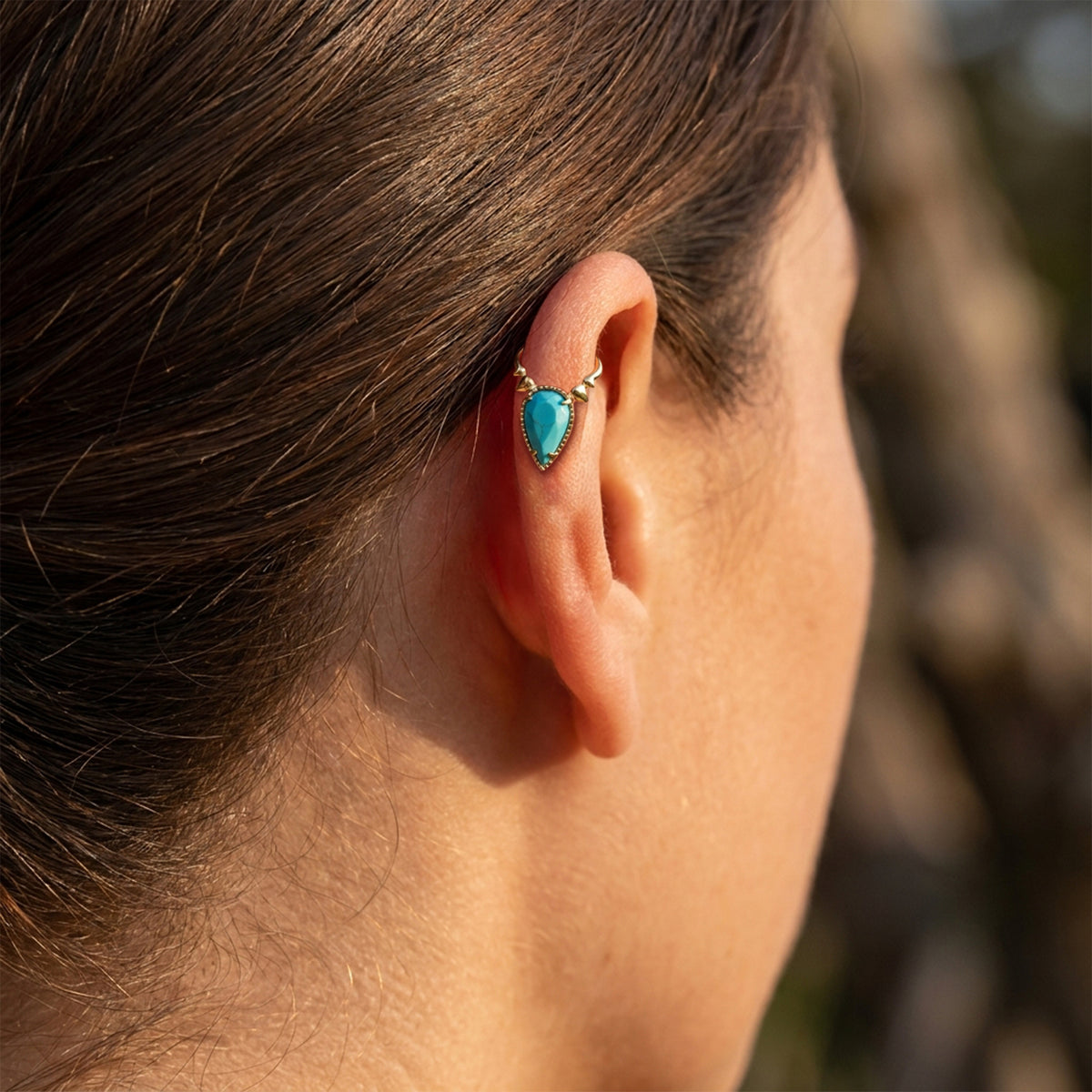 Turquoise Teardrop Ear Cuff EC-1129