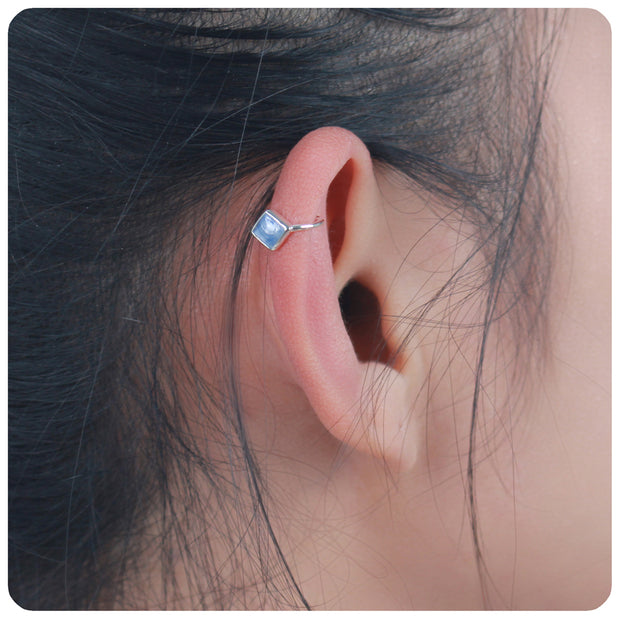 Square Blue Angelite Bezel Ear Cuff EC-1132
