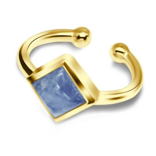 Square Blue Angelite Bezel Ear Cuff EC-1132