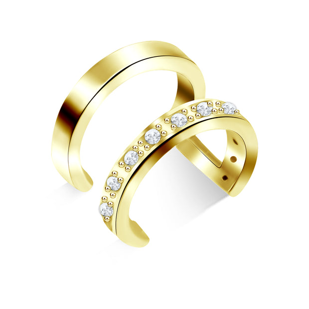 Wide Double Band Rhinestone Scatter Ear Cuff EC-1139