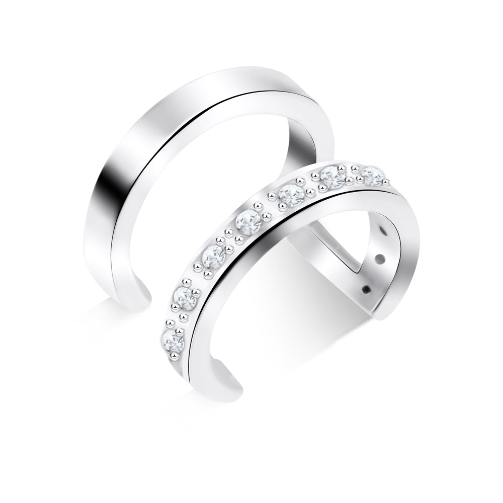 Wide Double Band Rhinestone Scatter Ear Cuff EC-1139