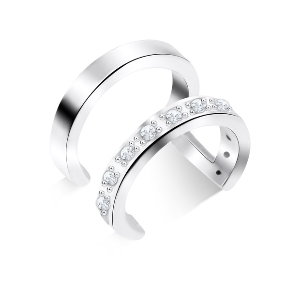 Wide Double Band Rhinestone Scatter Ear Cuff EC-1139