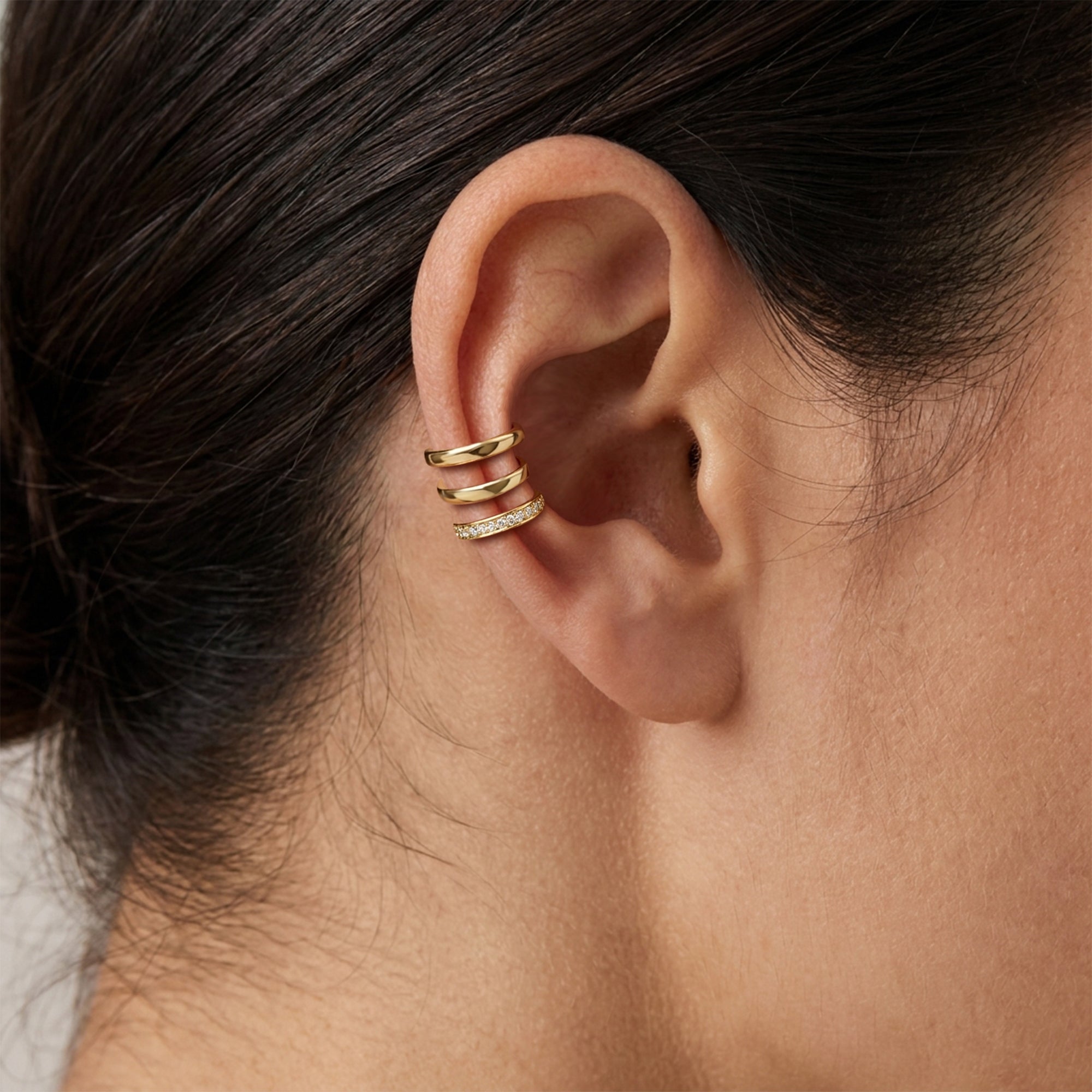 Triple Band Pavé Ear Cuff EC-1141