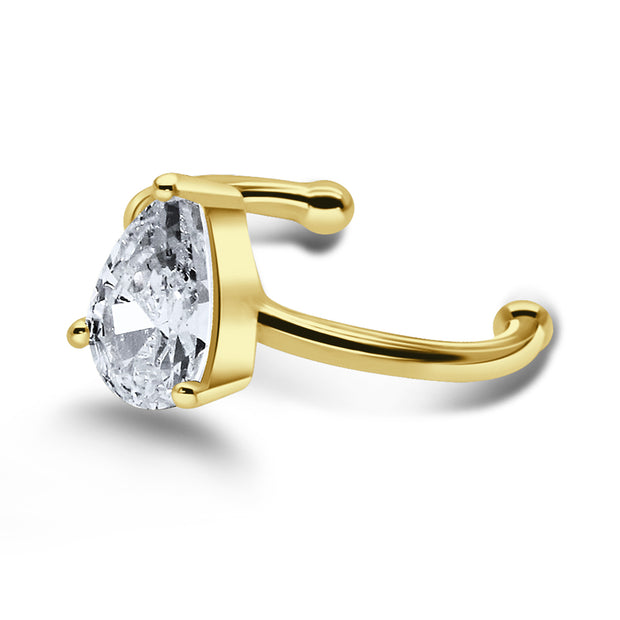 Pear Cut CZ Solitaire Ear Cuff EC-1184