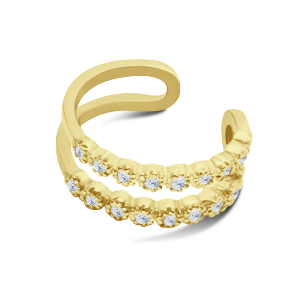 Triple Band Double Pavé CZ Ear Cuff EC-1244