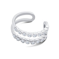 Triple Band Double Pavé CZ Ear Cuff EC-1244