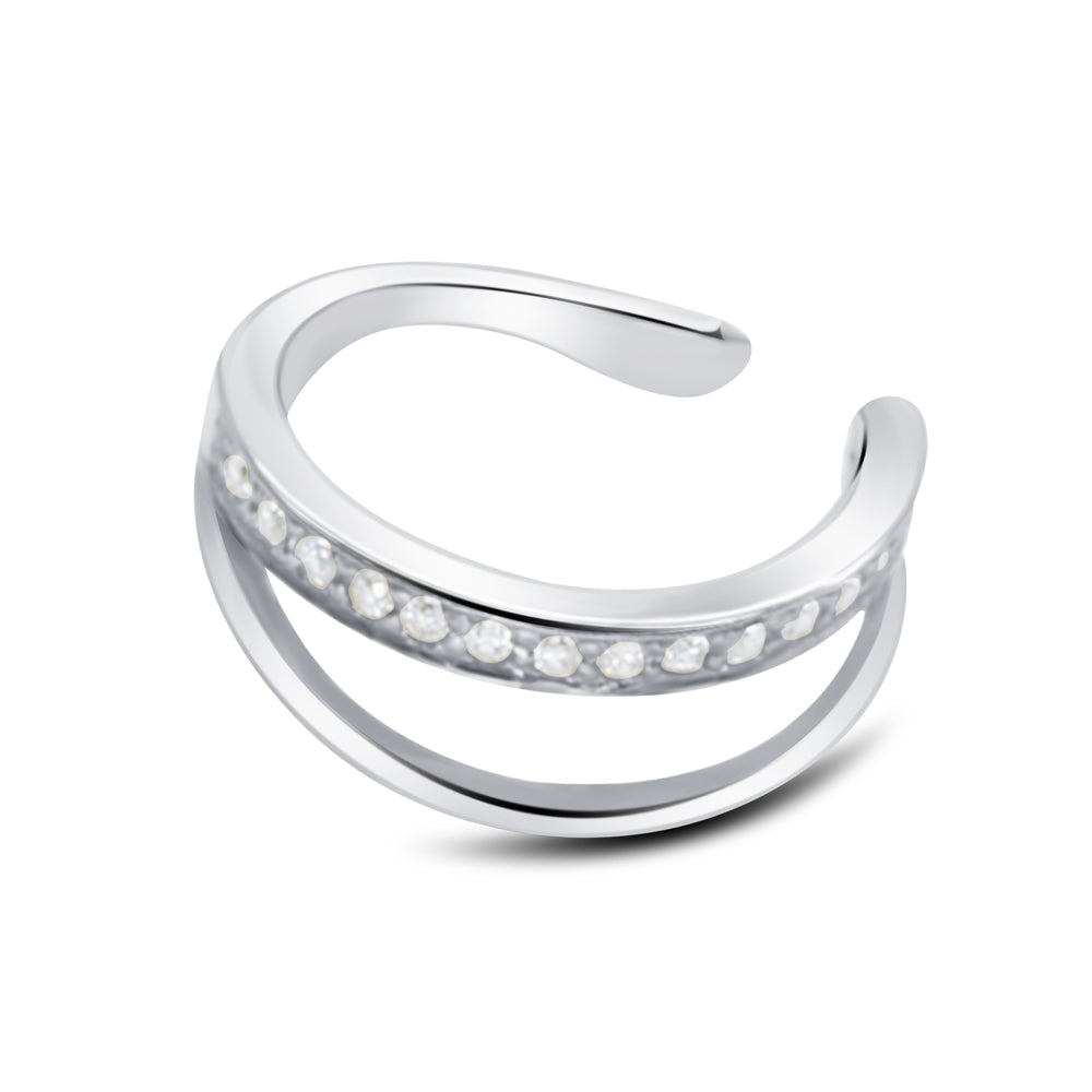 Triple Band Channel CZ Ear Cuff EC-1251