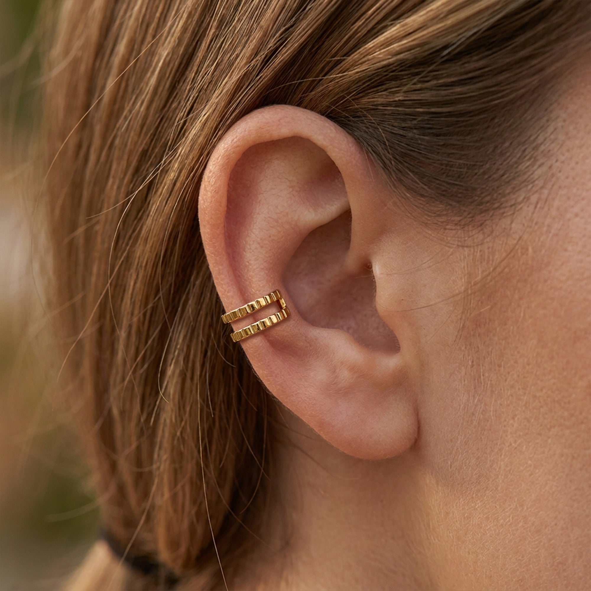 Double Band Ribbed Ear Cuff EC-1324