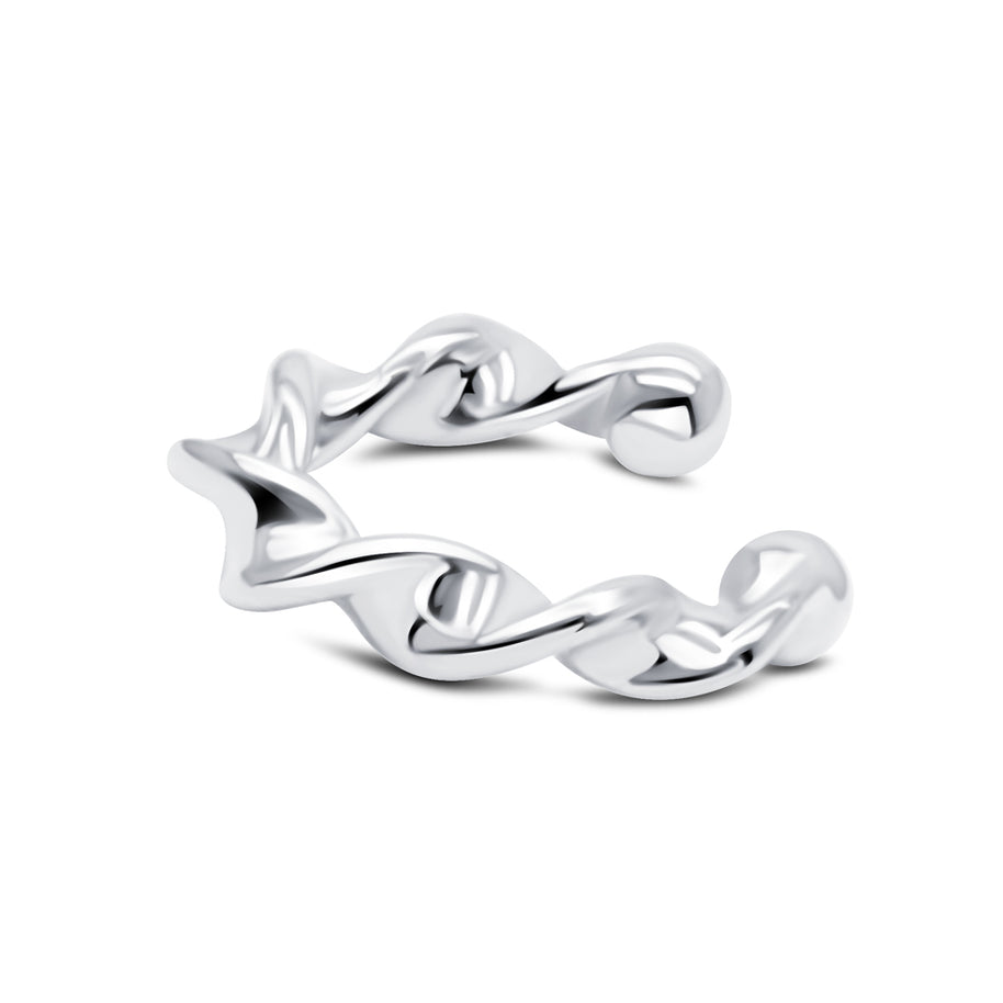 Wave Curved Silver Ear Cuff EC-1334