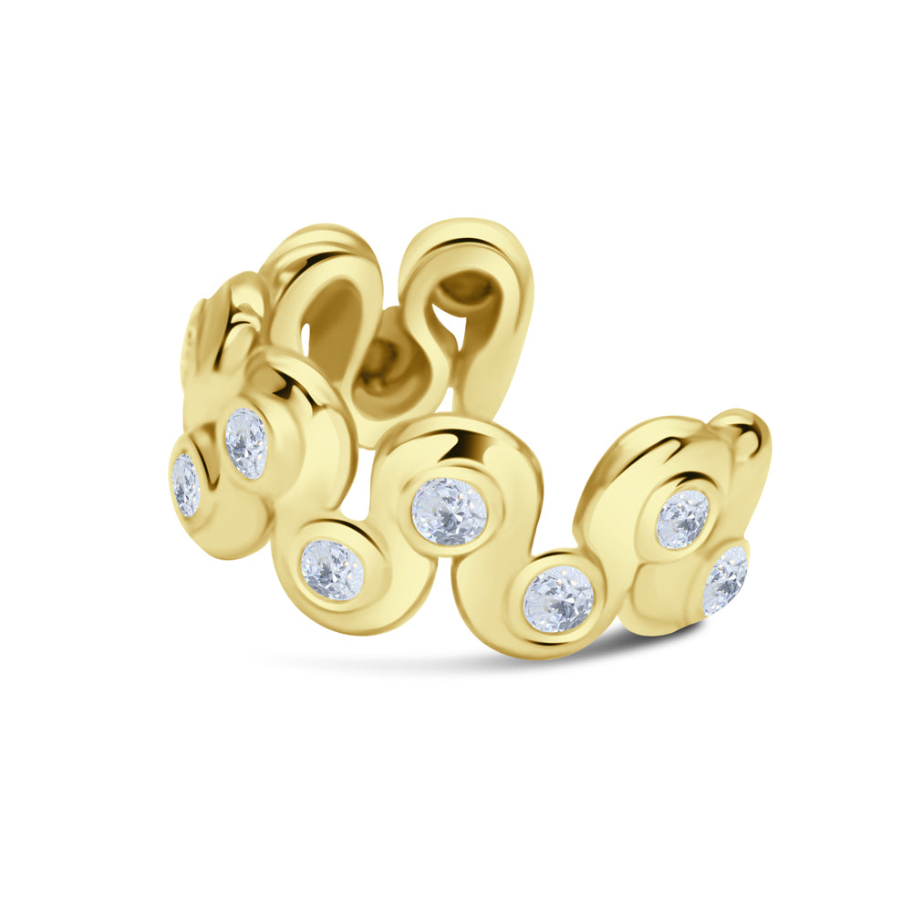 S Wave Bezel CZ Ear Cuff EC-1363