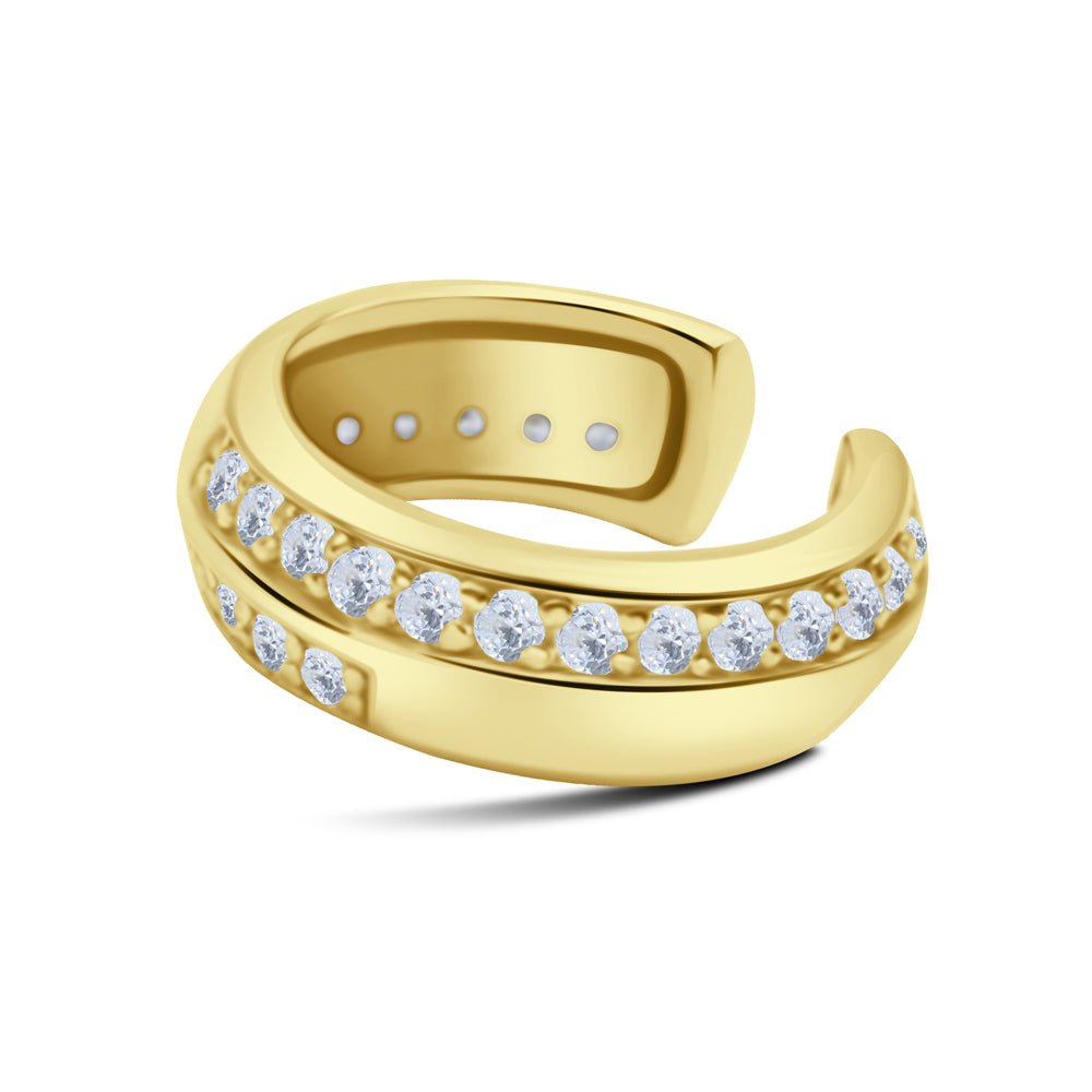 Wide Dome Double Row Pavé CZ Ear Cuff EC-1364