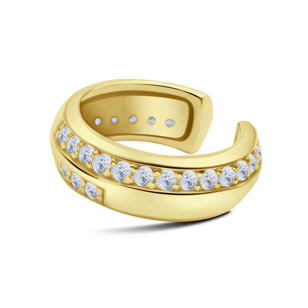 Wide Dome Double Row Pavé CZ Ear Cuff EC-1364