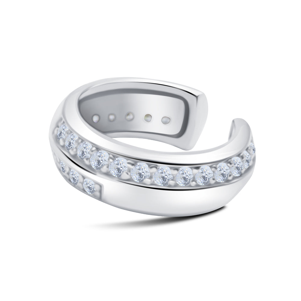 Wide Dome Double Row Pavé CZ Ear Cuff EC-1364