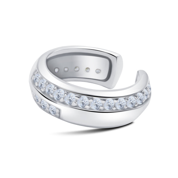 Wide Dome Double Row Pavé CZ Ear Cuff EC-1364