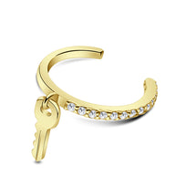 Pavé CZ Key Charm Ear Cuff EC-1464