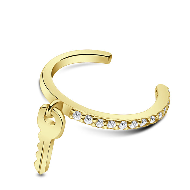 Pavé CZ Key Charm Ear Cuff EC-1464