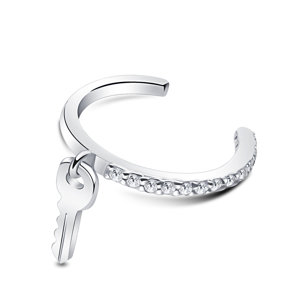 Pavé CZ Key Charm Ear Cuff EC-1464