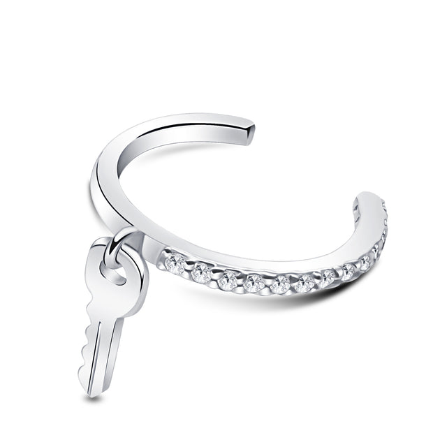 Pavé CZ Key Charm Ear Cuff EC-1464