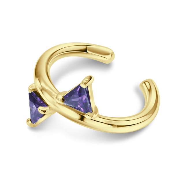 Double Triangle Amethyst Ear Cuff EC-1474