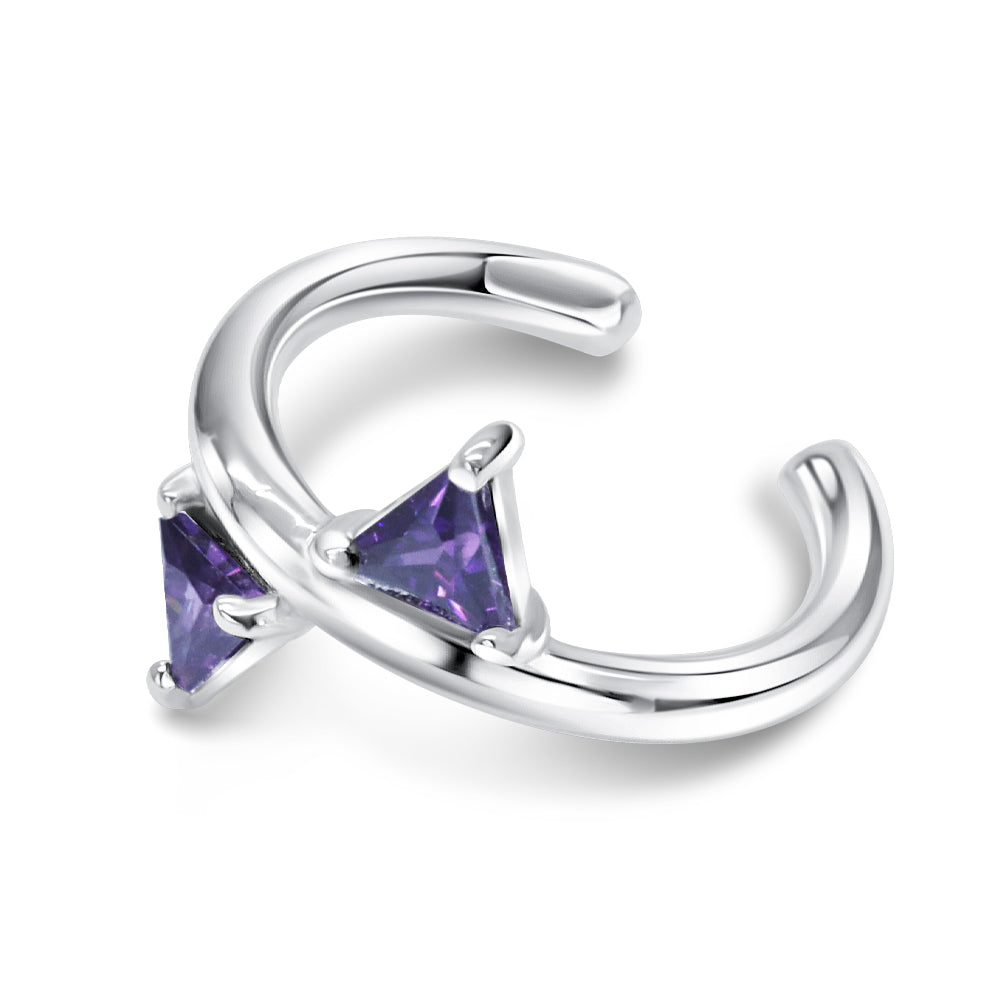Double Triangle Amethyst Ear Cuff EC-1474